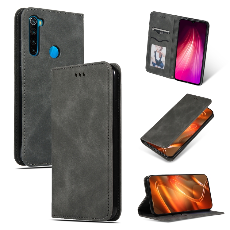 

For Xiaomi Redmi Note 8T Retro Skin Feel Business Magnetic Horizontal Flip Leather Case(Dark Grey)