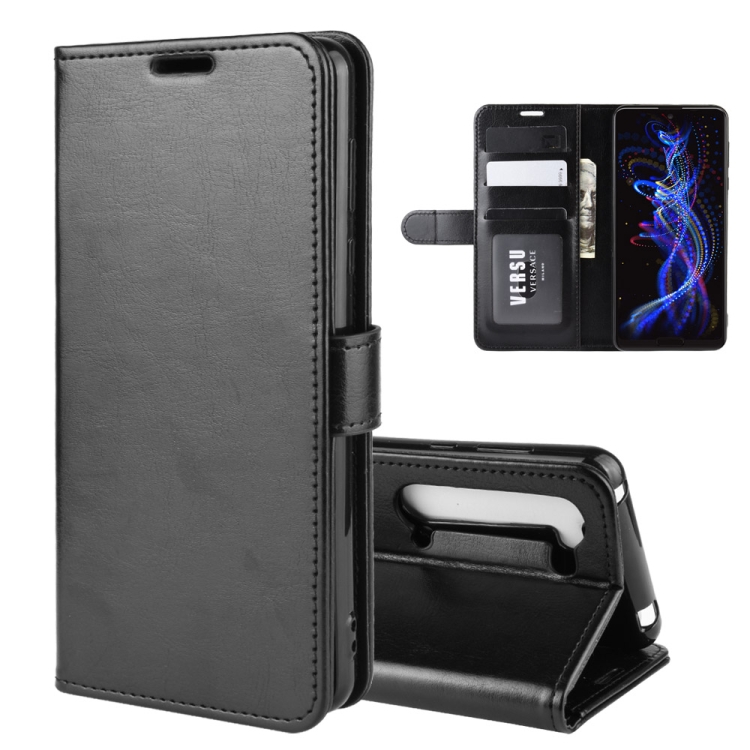

For Sharp Aquos R5G R64 Texture Single Horizontal Flip Protective Case with Holder & Card Slots & Wallet& Photo Frame(Black)