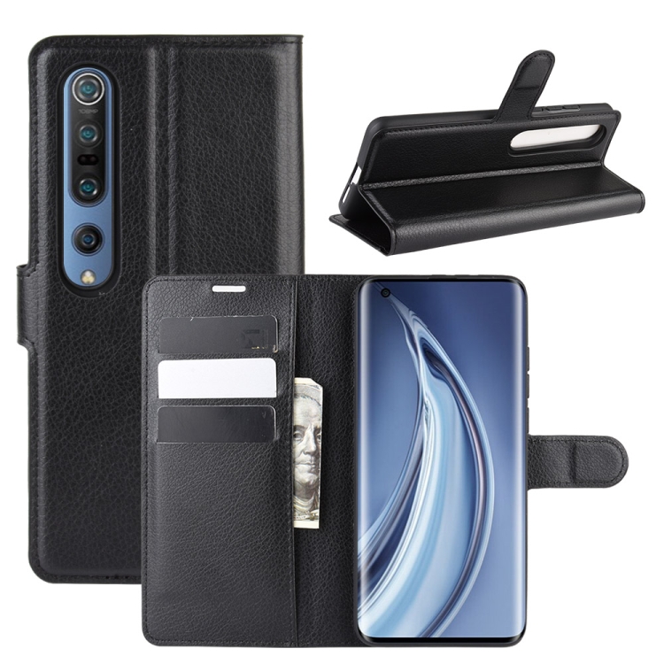 

For Xiaomi Mi 10 / Mi 10 Pro Litchi Texture Horizontal Flip Protective Case with Holder & Card Slots & Wallet(Black)