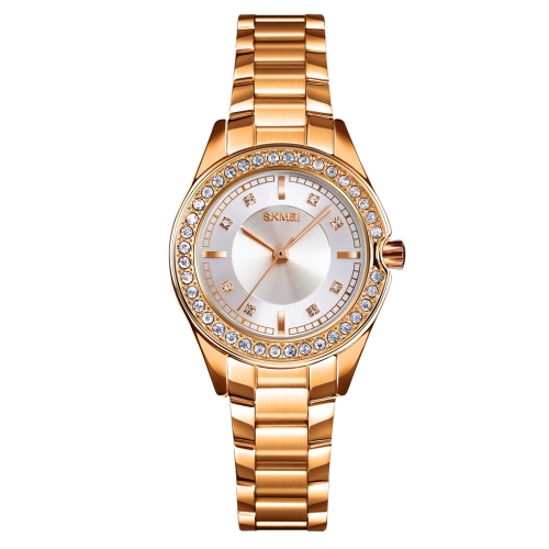 

SKMEI 1534 elegant waterproof quartz steel band watch with diamond inlay(Gold)