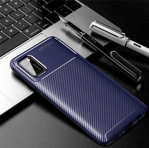 

For Galaxy A41 Carbon Fiber Texture Shockproof TPU Case(Blue)