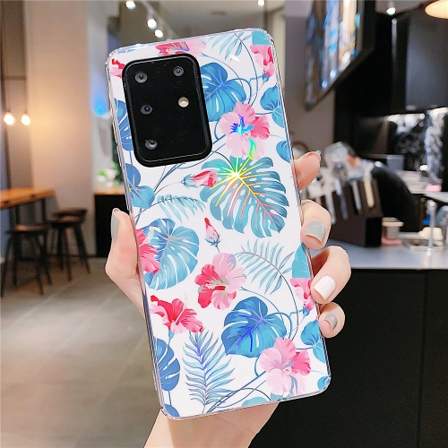 

For Galaxy S20 Plus Colorful Laser Flower Series IMD TPU Mobile Phone Case(Monstera KL3)