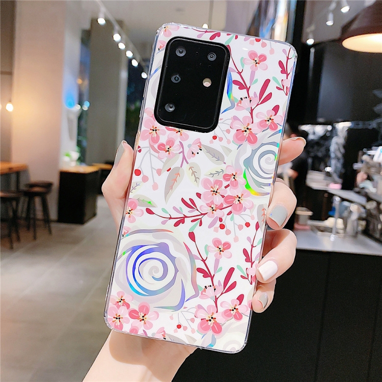 

For Galaxy S20 Ultra Colorful Laser Flower Series IMD TPU Mobile Phone Case(Lyre Coral KL4)
