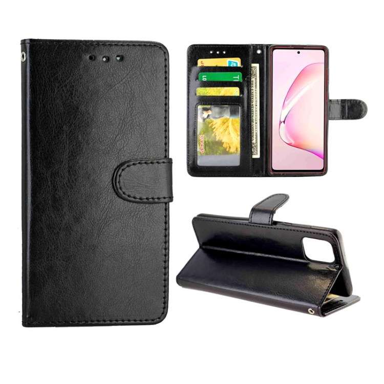 

For Galaxy Note 10 Lite Crazy Horse Texture Leather Horizontal Flip Protective Case with Holder & Card Slots & Wallet & Photo Frame(Black)