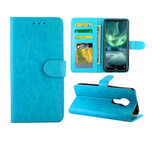 

For Nokia 7.2 Crazy Horse Texture Leather Horizontal Flip Protective Case with Holder & Card Slots & Wallet & Photo Frame(Baby Blue)