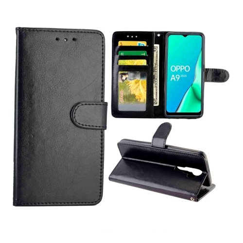 

For OPPO A9 (2020) / A5 (2020) Crazy Horse Texture Leather Horizontal Flip Protective Case with Holder & Card Slots & Wallet & Photo Frame(Black)