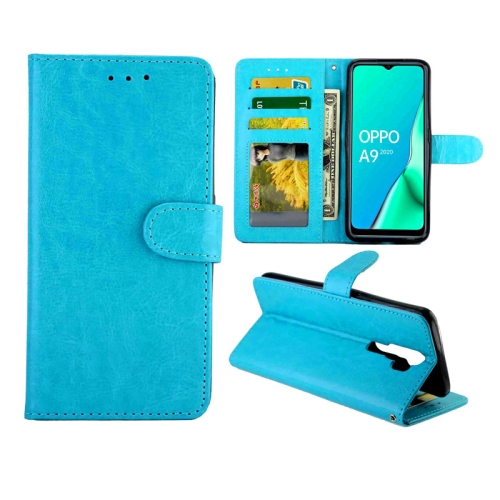 

For OPPO A9 (2020) / A5 (2020) Crazy Horse Texture Leather Horizontal Flip Protective Case with Holder & Card Slots & Wallet & Photo Frame(Baby Blue)