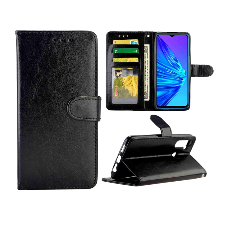 

For OPPO Realme 5 Crazy Horse Texture Leather Horizontal Flip Protective Case with Holder & Card Slots & Wallet & Photo Frame(Black)