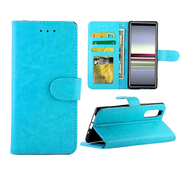 

For Sony Xperia 5 Crazy Horse Texture Leather Horizontal Flip Protective Case with Holder & Card Slots & Wallet & Photo Frame(Baby Blue)