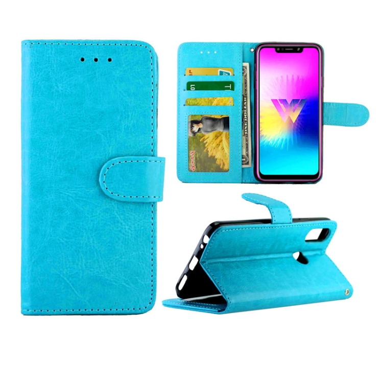 

For LG W10 Crazy Horse Texture Leather Horizontal Flip Protective Case with Holder & Card Slots & Wallet & Photo Frame(Baby Blue)
