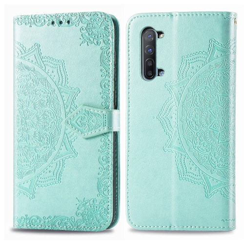 

For OPPO Reno 3 Halfway Mandala Embossing Pattern Horizontal Flip PU Leather Case with Holder & Card Slots & Walle & Lanyard(Green)