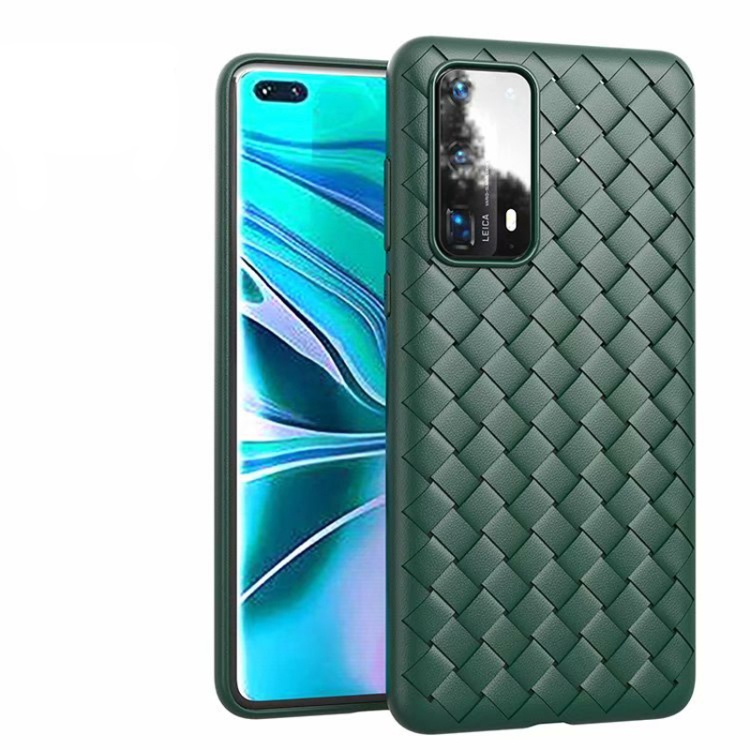 

For Huawei P40 Pro Non-Slip Classic Woven Pattern Breathable TPU Mobile Phone Case(Green)