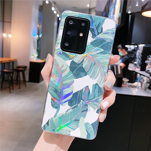 

For Galaxy A51 Colorful Laser Flower Series IMD TPU Mobile Phone Case(Banana Leaf KL1)