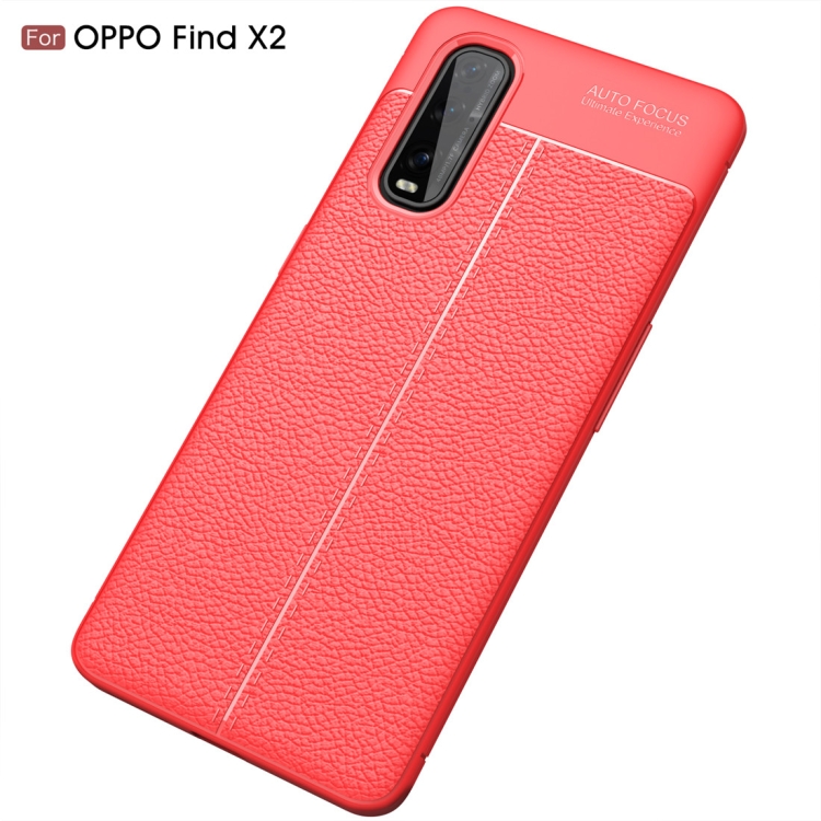 

For OPPO Find X2 Litchi Texture TPU Shockproof Case(Red)
