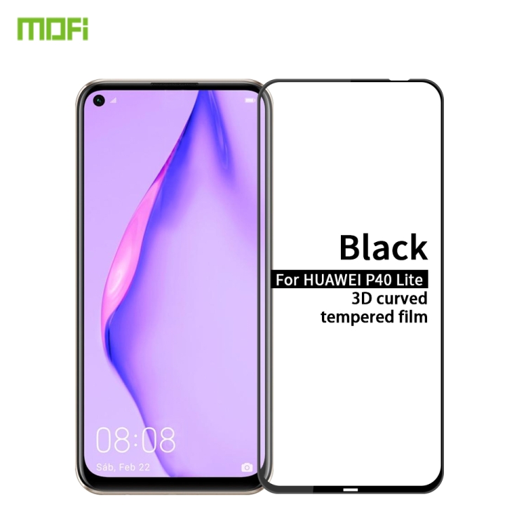

For Huawei P40 Lite MOFI 9H 3D Explosion-proof Curved Screen Tempered Glass Film(Black)