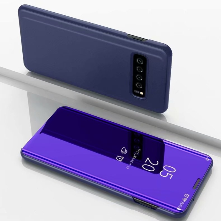 

For LG V60 Plated Mirror Horizontal Flip Leather Case with Holder(Purple Blue)