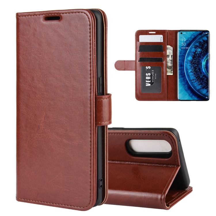 

For OPPO Find X2 R64 Texture Single Horizontal Flip PU Leather Protective Case with Holder & Card Slots & Wallet& Photo Frame(Brown)