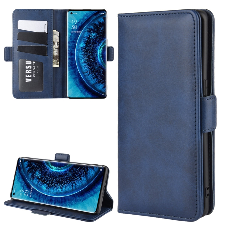 

For OPPO Find X2 Dual-side Magnetic Buckle Horizontal Flip Leather Case with Holder & Card Slots & Wallet(Dark Blue)