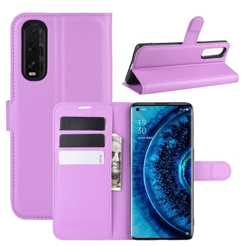 

For OPPO Find X2 Litchi Texture Horizontal Flip PU Leather Protective Case with Holder & Card Slots & Wallet(Purple)