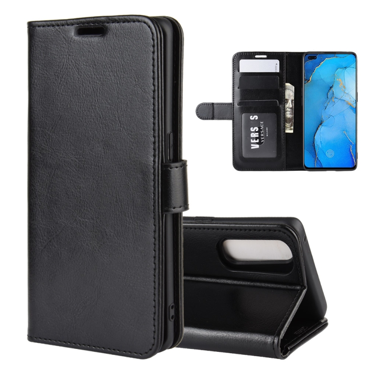 

For OPPO RENO 3 PRO R64 Texture Single Horizontal Flip Protective Case with Holder & Card Slots & Wallet& Photo Frame(Black)