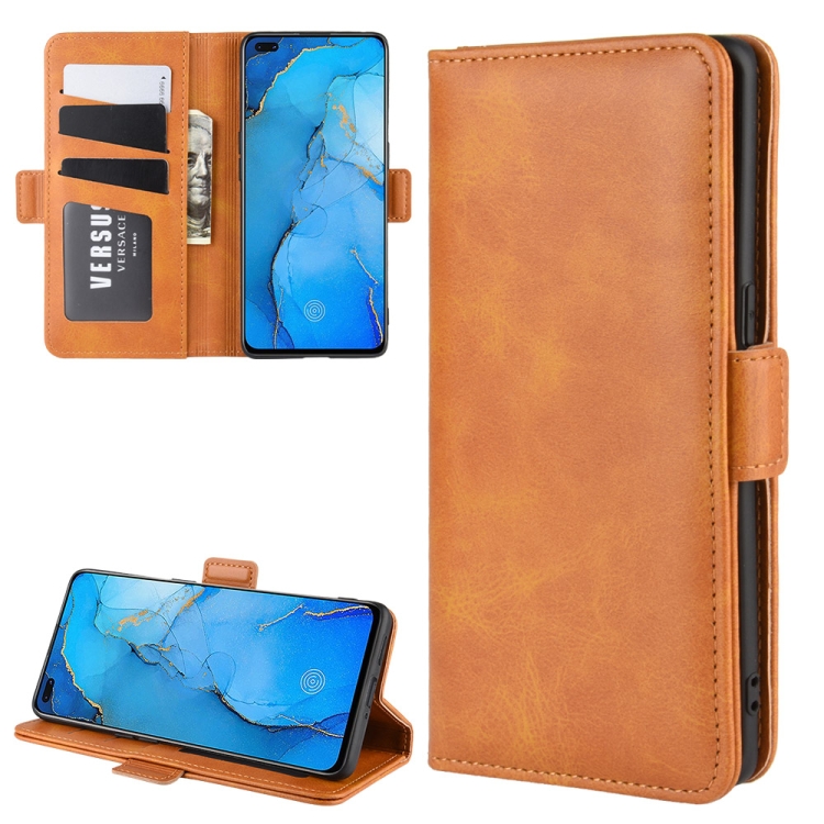 

For OPPO Reno 3 Pro Dual-side Magnetic Buckle Horizontal Flip PU Leather Case with Holder & Card Slots & Wallet(Yellow)