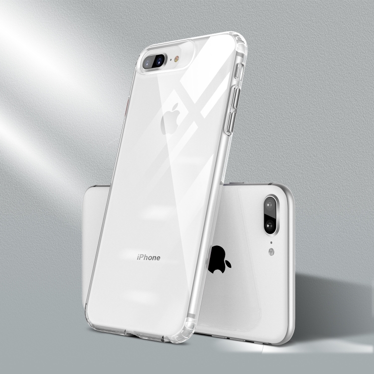 

For iPhone 7 / 8 Color Button Clear Full Coverage Shockproof TPU Case(White)