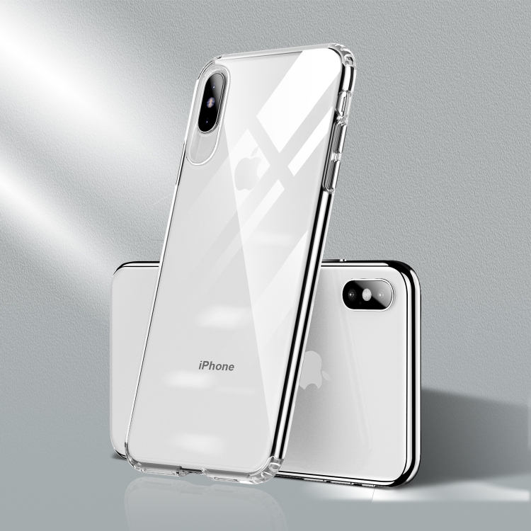 

For iPhone X & XS Color Button Clear Full Coverage Shockproof TPU Case(White)