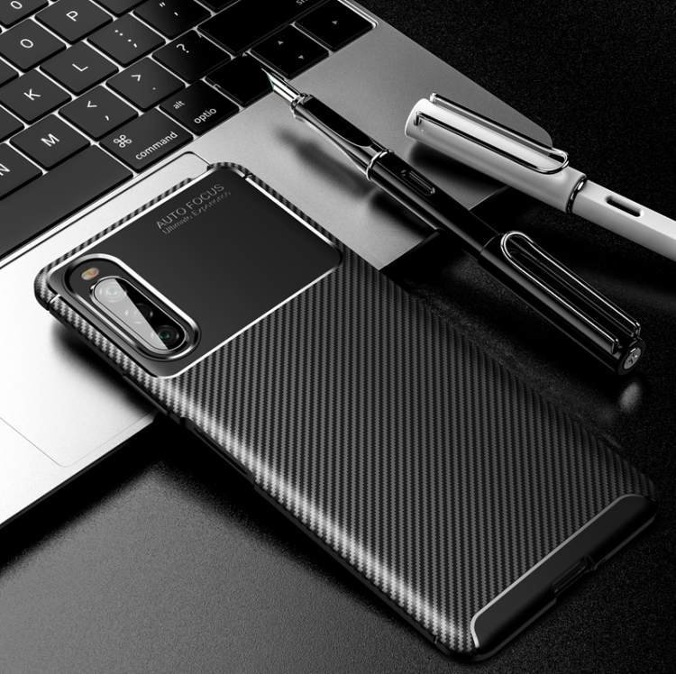 

For Sony Xperia 10 II Carbon Fiber Texture Shockproof TPU Case(Black)