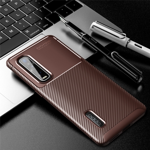 

For OPPO Find X2 Pro Carbon Fiber Texture Shockproof TPU Case(Brown)