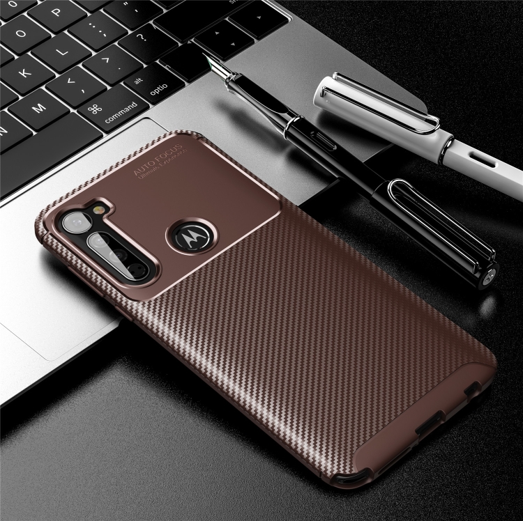 

For MOTO One Fusion Plus Carbon Fiber Texture Shockproof TPU Case(Brown)