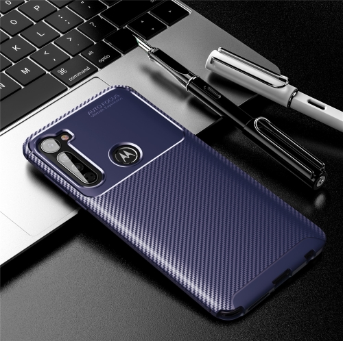 

For MOTO G Stylus Carbon Fiber Texture Shockproof TPU Case(Blue)