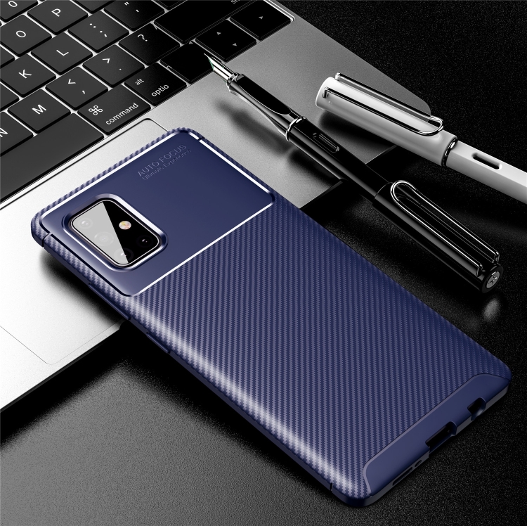 

For Galaxy A71 5G Carbon Fiber Texture Shockproof TPU Case(Blue)