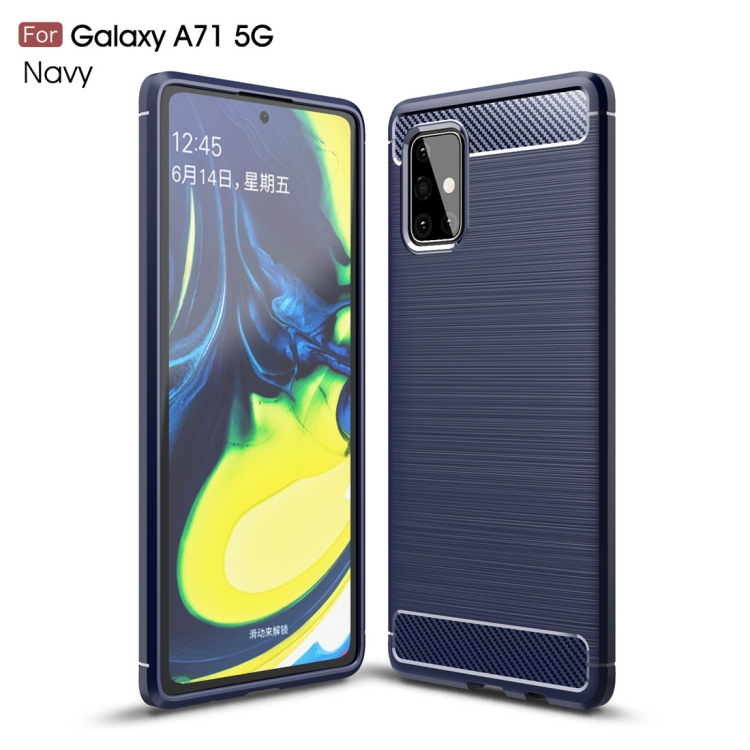 

For Galaxy A71 5G Brushed Texture Carbon Fiber TPU Case(Navy Blue)