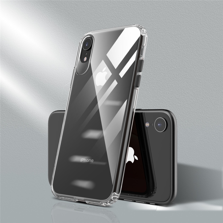 

For iPhone XR Color Button Clear Full Coverage Shockproof TPU Case(Black)