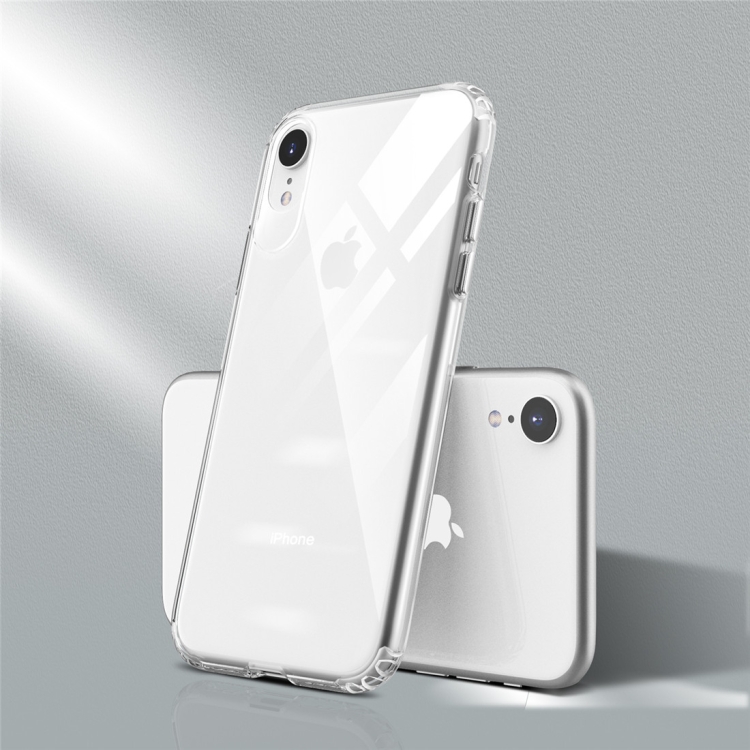 

For iPhone XR Color Button Clear Full Coverage Shockproof TPU Case(White)
