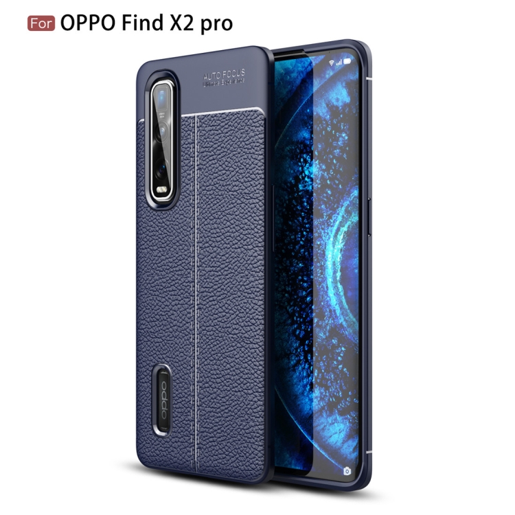 

For OPPO Find X2 Pro Litchi Texture TPU Shockproof Case(Navy Blue)