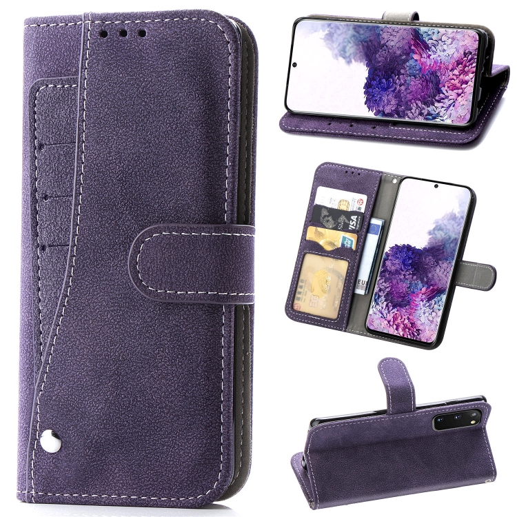 

For Galaxy S20 Rotary Card Matte PU Leather Case with Card Slots & Photo Frame & Holder(Purple)