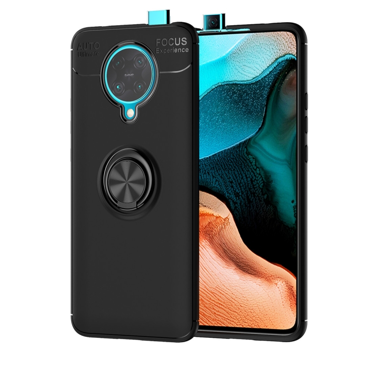 

For Xiaomi Redmi K30 Pro Metal Ring Holder 360 Degree Rotating TPU Case(Black+Black)