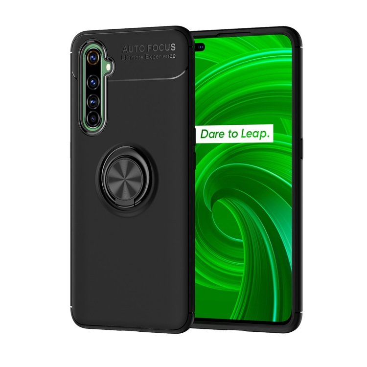 

For OPPO Realme X50 Pro 5G Metal Ring Holder 360 Degree Rotating TPU Case(Black+Black)