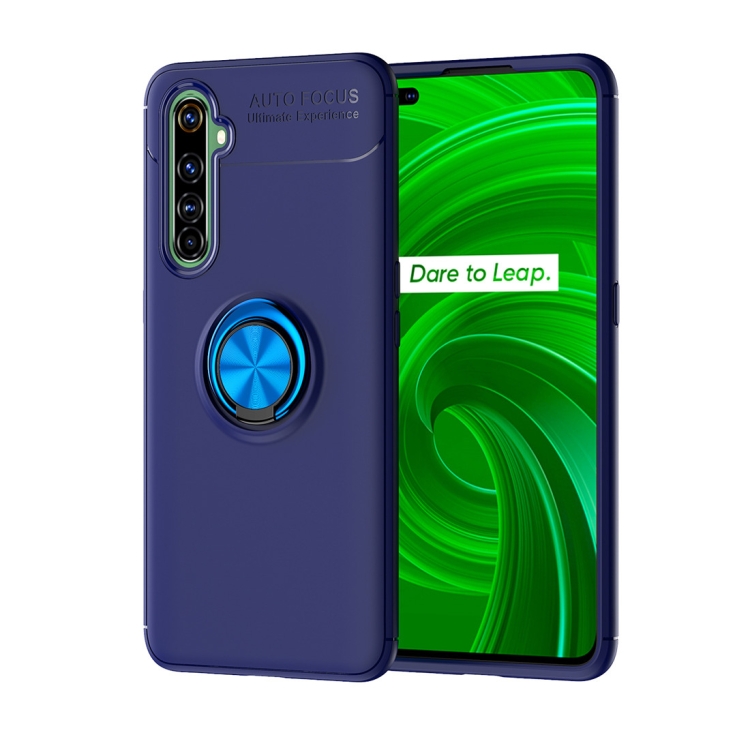 

For OPPO Realme X50 Pro 5G Metal Ring Holder 360 Degree Rotating TPU Case(Blue+Blue)
