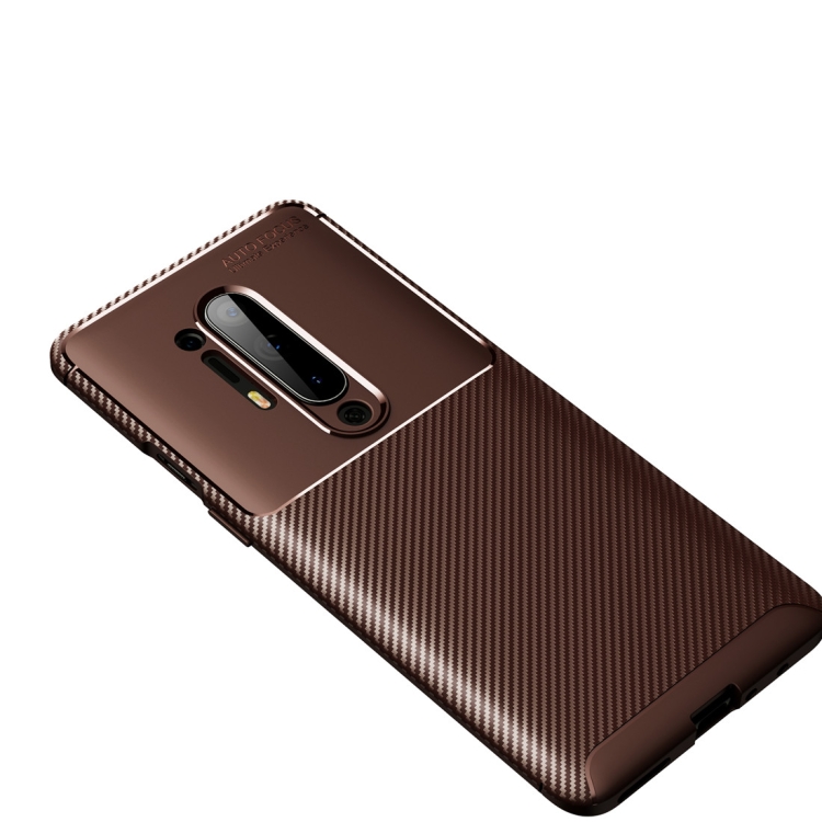 

For One Plus 8 Pro Carbon Fiber Texture Shockproof TPU Case(Brown)