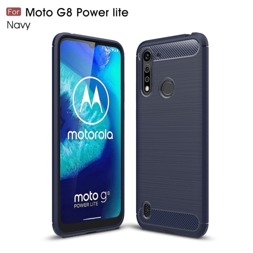 

For Motorola Moto G8 Power Lite Brushed Texture Carbon Fiber TPU Case(Navy Blue)
