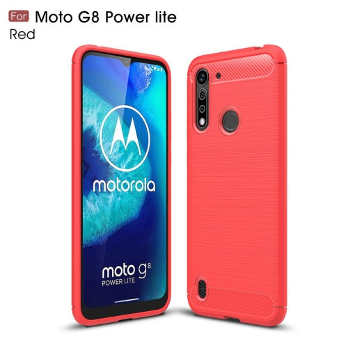 

For Motorola Moto G8 Power Lite Brushed Texture Carbon Fiber TPU Case(Red)
