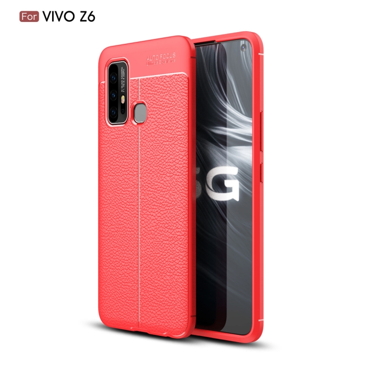 

For Vivo Z6 Litchi Texture TPU Shockproof Case(Red)