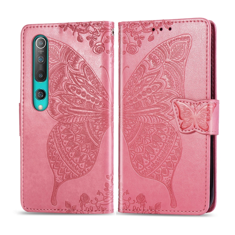 

For Xiaomi 10 Pro Butterfly Love Flower Embossed Horizontal Flip Leather Case with Bracket / Card Slot / Wallet / Lanyard(Pink)