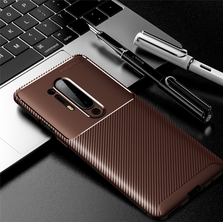 

For OnePlus 8 Pro Carbon Fiber Texture Shockproof TPU Case(Brown)