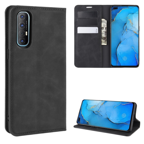 

For Oppo Reno3 Pro Retro-skin Business Magnetic Suction Leather Case with Holder & Card Slots & Wallet(Black)