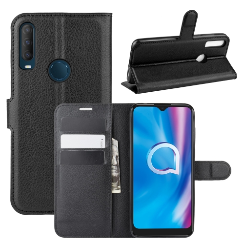 

For alcatel 1S (2020) Litchi Texture Horizontal Flip Protective Case with Holder & Card Slots & Wallet(Black)