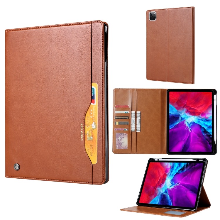 

For iPad Pro 11 (2020) Knead Skin Texture Horizontal Flip Leather Case with Photo Frame & Holder & Card Slots & Wallet(Brown)