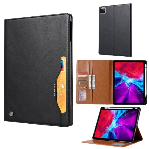 

For iPad Pro 12.9 (2020) Knead Skin Texture Horizontal Flip Leather Case with Photo Frame & Holder & Card Slots & Wallet(Black)